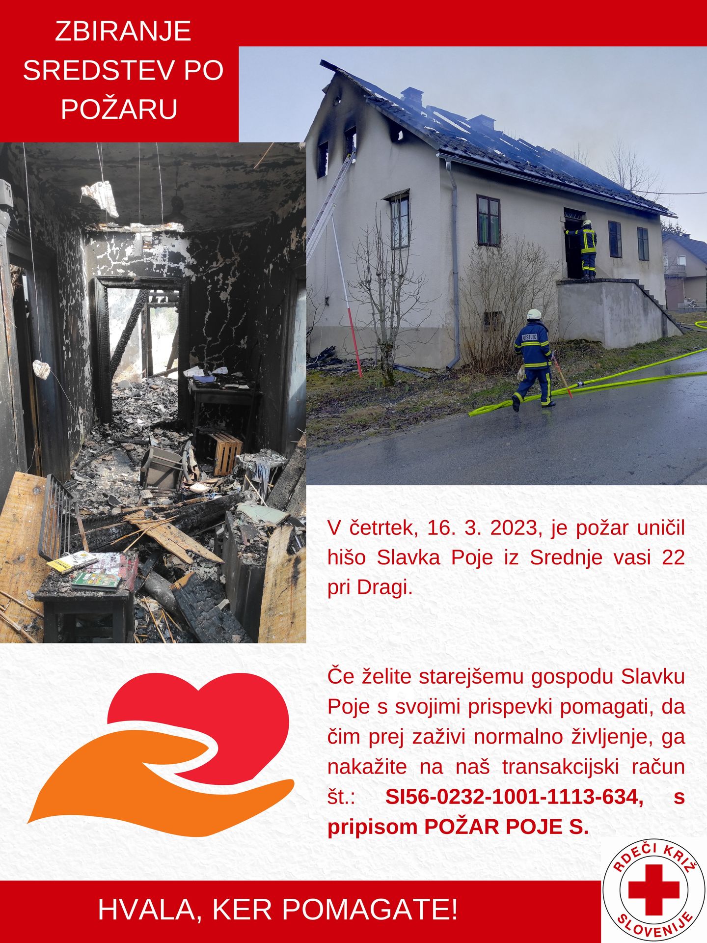 ZBIRANJE SREDSTEV PO POŽARU | Občina Loški Potok | MojaObčina.si