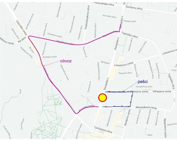 Zemljevid zapore in obvoza. Foto: LPT