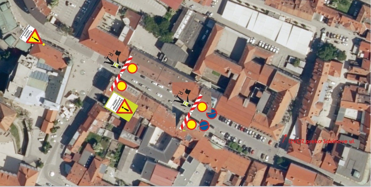 grafika obmoje zapore parkiranja na Preernovi ulici