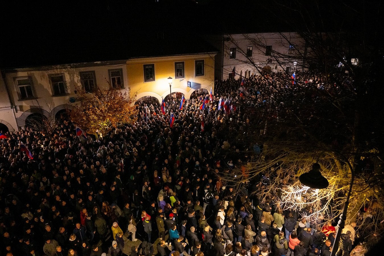 množica na protestnem shodu