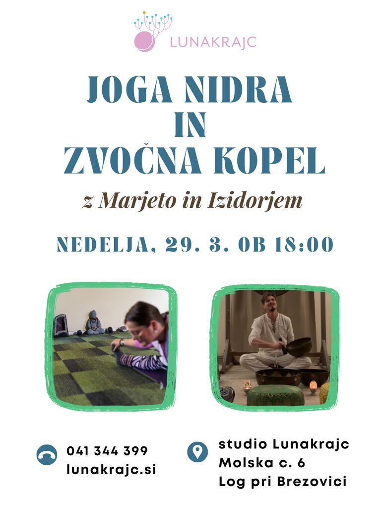 Joga nidra in zvočna kopel z Marjeto in Izidorjem 