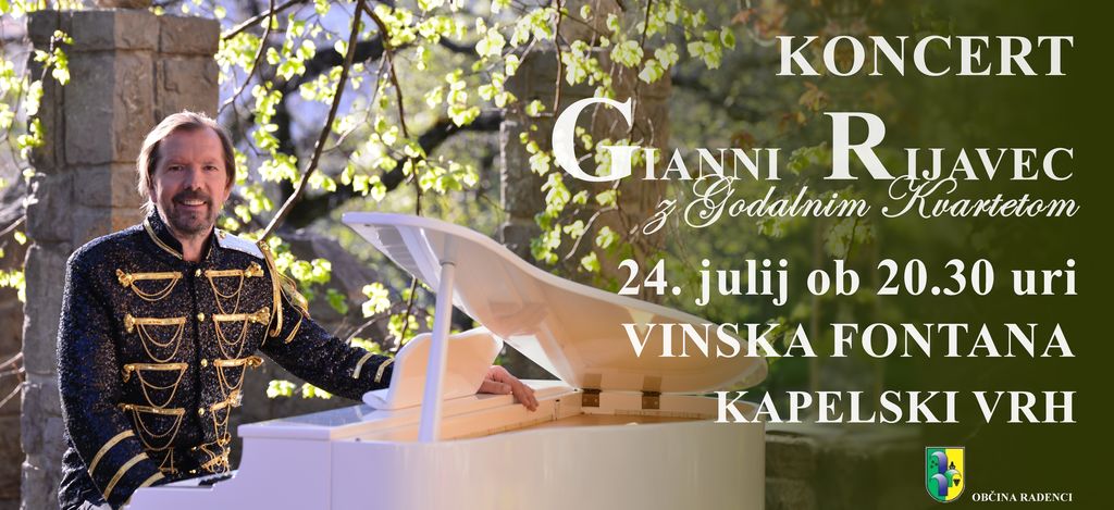 Gianni Rijavec z godalnim kvartetom na Vinski fontani Kapela