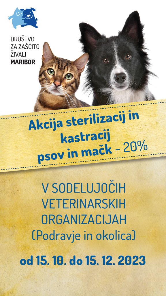 Akcija sterilizacij in kastracij lastniških psov in mačk 2023