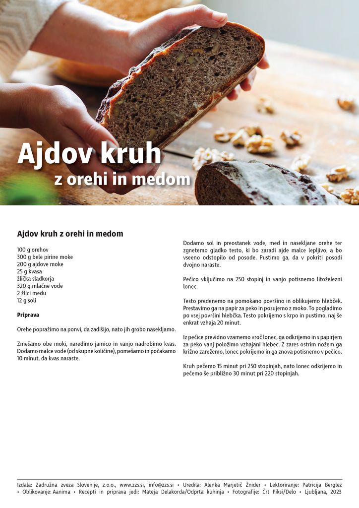 Recepti z okusi Slovenije: Ajdov kruh z orehi in medom