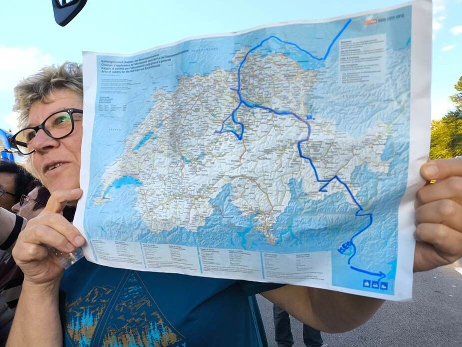 Udeleženka ekskurzije Maja Ahačič z vrisanim itinerarijem Smehove poti po Švici