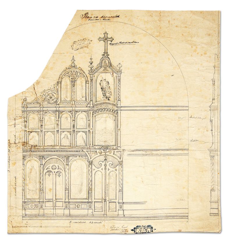 Jernej Jereb, načrt ikonostasa (Arhiv Belokranjskega muzeja Metlika)