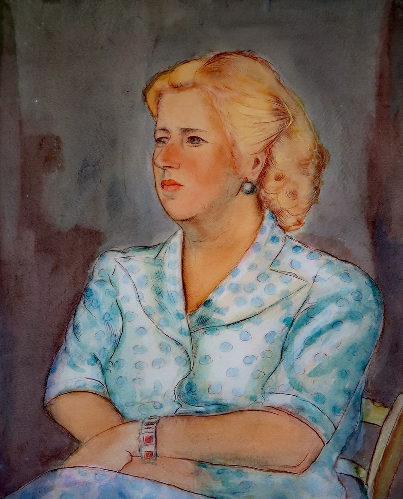 Harald Wurzbach pl. Tannenberg, Portret ženske (papir; gvaš in perorisba, 54 x 45 cm, zasebna last)