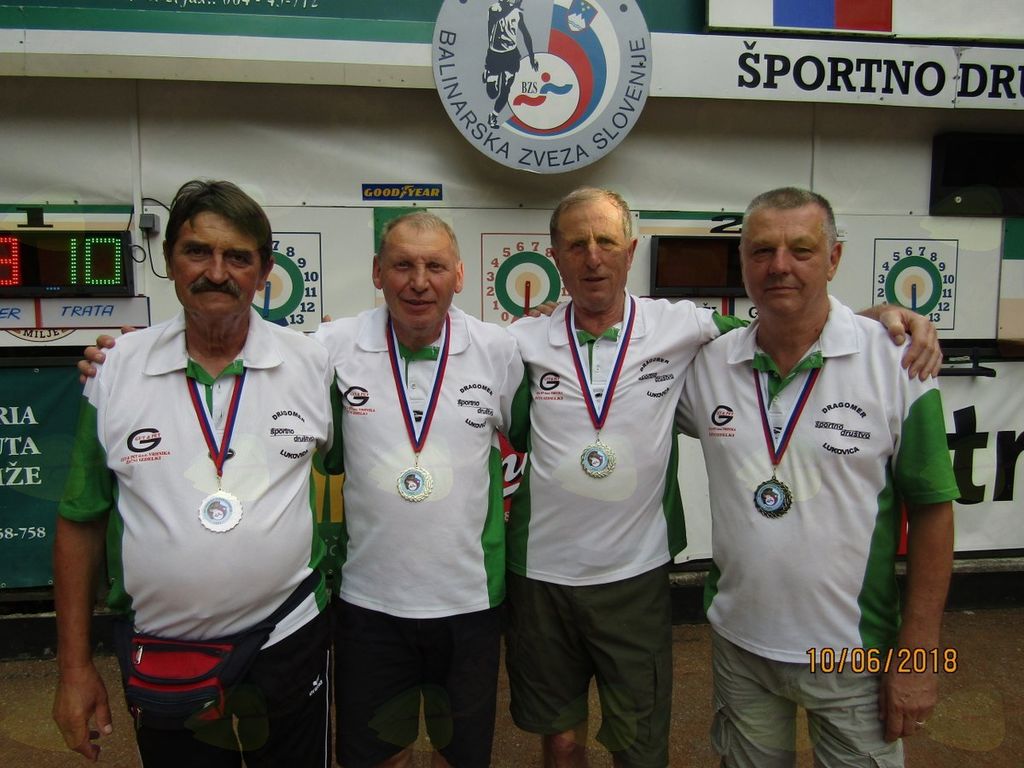 Drugi na državnem prvenstvu Branko Šefran, Vinko Koprivec, Milan Jeraj in Janez Naglič (od leve proti desni)