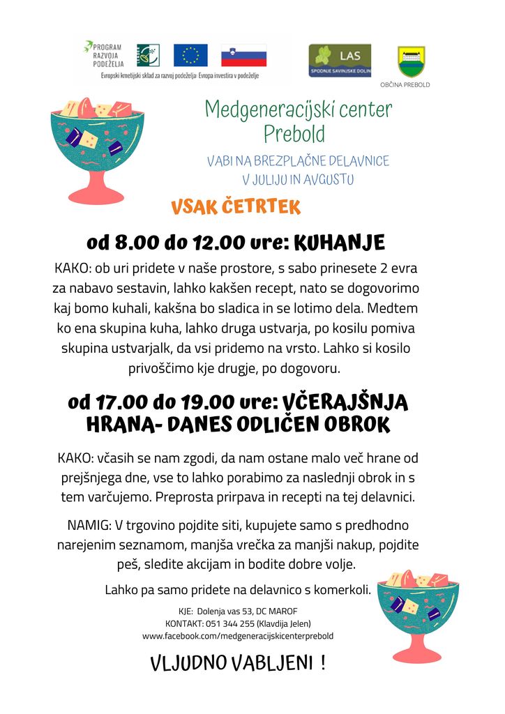 Medgeneracijski center - vsak četrtek kuhanje