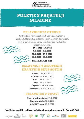 Vabilo v poletne počitniške dejavnosti za otroke