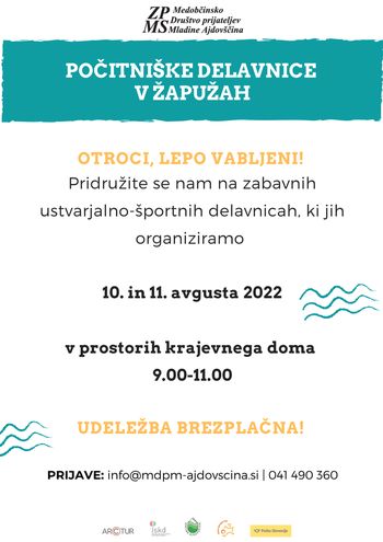 Počitniške delavnice v Žapužah