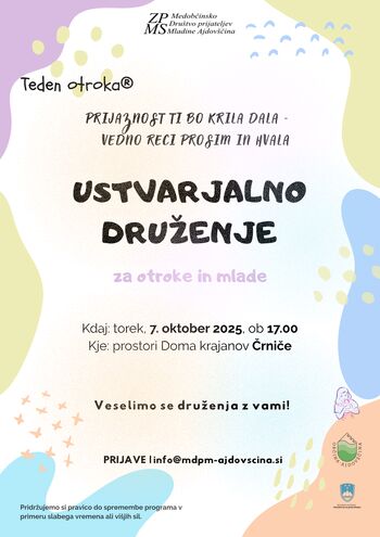 Ustvarjalno druženje za otroke v Črničah