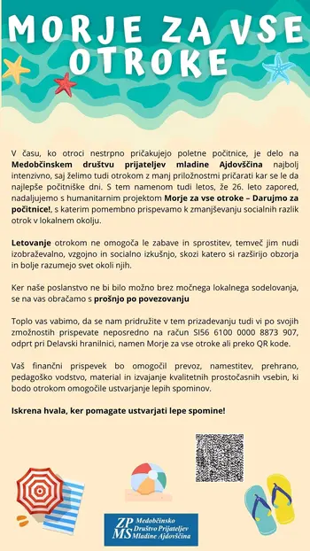MDPM začenja humanitarno akcijo 'Morje za vse otroke – darujmo za počitnice'