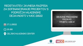 Predstavitev Javnega razpisa za sofinanciranje projektov s področja mladinske dejavnosti v Mestni občini Celje 2022