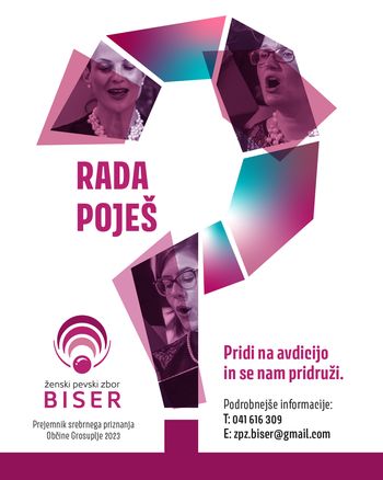 Rada poješ? Pridruži se Ženskemu pevskemu zboru Biser! Pridi na avdicijo!