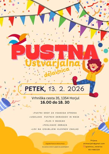 BREZPLAČNA PUSTNA USTVARJALNICA