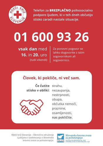 Telefon za BREZPLAČNO psihosocialno podporo ljudem v stiski