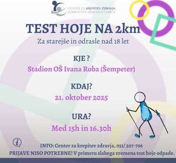 Test hoje na 2 km - odpovedano zaradi slabega vremena