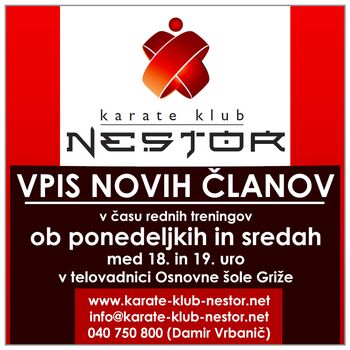 Vpisi novih članov - Karate klub Nestor Griže