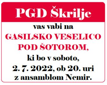 Gasilska veselica PGD Škrilje