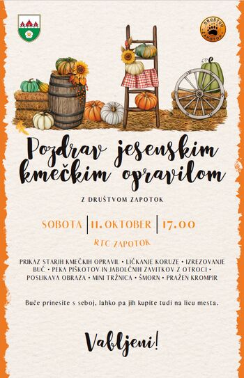 Pozdrav jesenskih kmečkim opravilom