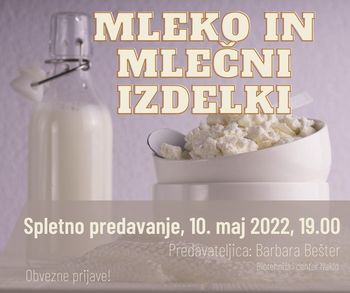 Spletno predavanje Mleko in mlečni izdelki