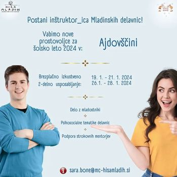 Brezplačni seminar za mlade (18-30): POSTANI INŠTRUKTOR MLADINSKIH DELAVNIC!