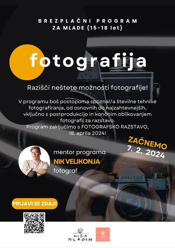FOTOGRAFIJA - Tečaj profi fotografije za mlade (15-18 let)