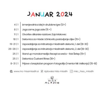 Kaj bo januarja dogajalo v Hiši mladih? 