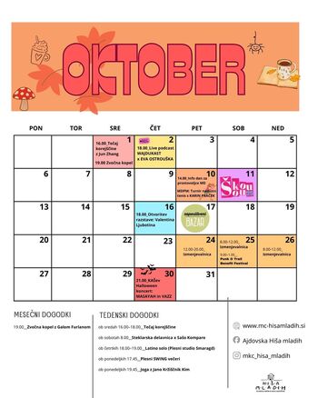 Oktobrsko dogajanje v Hiši mladih