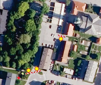 Zapora parkirišč in dovozov pri podeželski tržnici v Žalcu