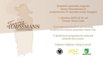  Podelitev pesniške nagrade Fanny Haussmann 2025 in predstavitev revije Vpogled