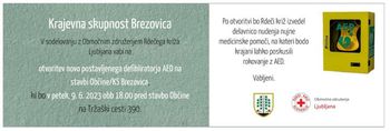 Otvoritev novega AED na stavbi KS Brezovica in delavnica uporabe AED