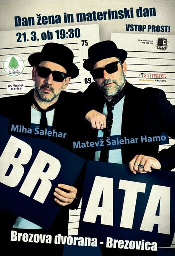 KS Brezovica: tradicionalna brezplačna predstava ob dnevu žena in materinskem dnevu 2026. "Brata" Šalehar & SiTi Teater