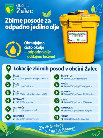 Lokacije posod za zbiranje odpadnega jedilnega olja v Občini Žalec