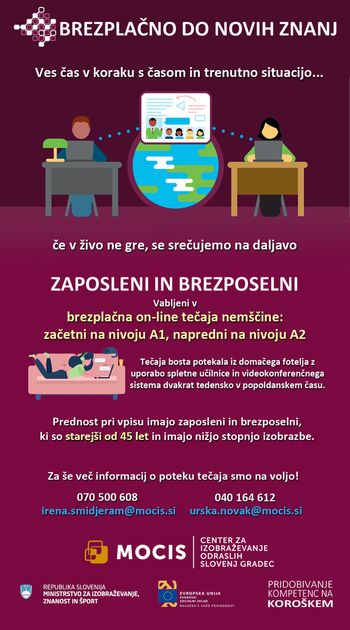 BREZPLAČNA ON-LINE TEČAJA NEMŠČINE: A1 in A2