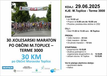30. kolesarski maraton po občini Moravske Toplice - Terme 3000 30. kolesarski maraton po občini Moravske Toplice - Terme 3000