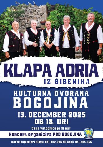 Decembrski koncert dalmatinske klape Adria iz Šibenika 