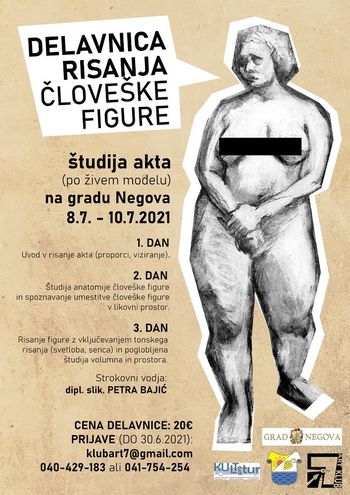 Delavnico risanja človeške figure - študija akta po živem modelu.