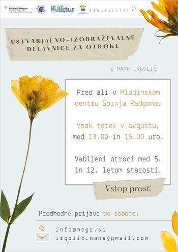 USTVARJALNO - IZOBRAŽEVALNE DELAVNICE ZA OTROKE