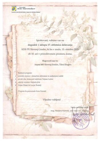 Dogodek v sklopu 17. obletnice delovanja KDS PE Slovenj Gradec