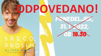 ODPOVEDANO! PREDSTAVITEV NOVE KNJIGE ALJOŠE BAGOLE: SREČO, PROSIM