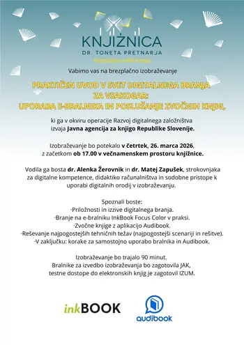 Praktičen uvod v svet digitalnega branja za vsakogar: uporaba e-bralnika in poslušanje zvočnih knjig