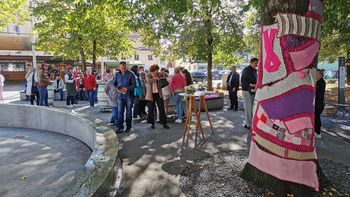 Video novica: Roza pletenine na Fontani piv Zeleno zlato opozarjajo na bolezen rak dojke