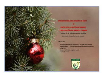 Koncert Bohinjskih rogistov z gosti in prižig lučk na božičkovi smrekci pred cerkvijo v Jereki