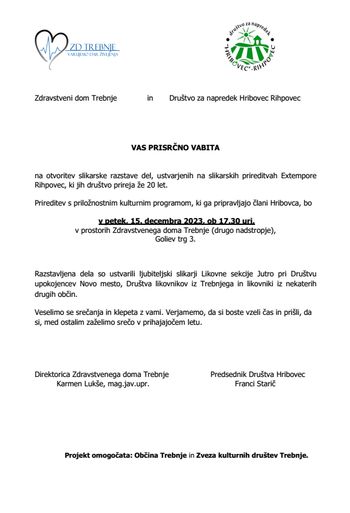 Otvoritev razstave del 20. ex tempora Hribovec Rihpovec