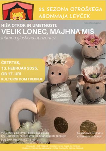 25. sezona otroškega abonmaja Levček: 5. predstava VELIK LONEC, MAJHNA MIŠ