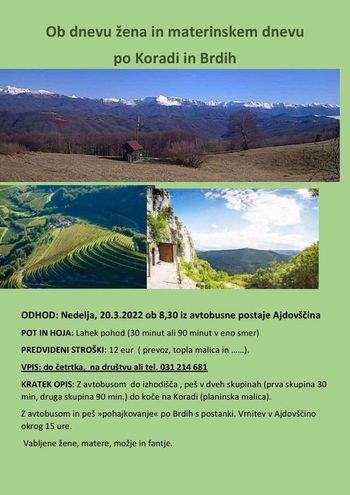 OB DNEVU ŽENA IN MATER NA KORADO