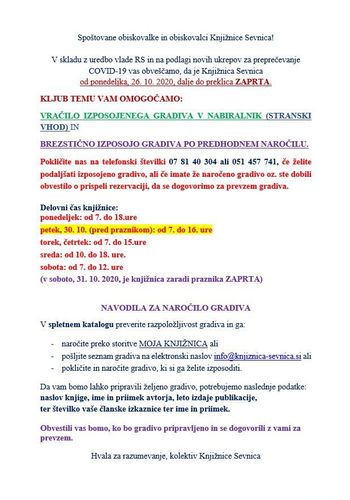 Delovanje Knjižnice Sevnica