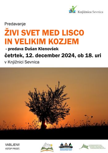 Živi svet med Lisco in Velikim Kozjem - predavanje Dušana Klenovška ob Mednarodnem dnevu gora